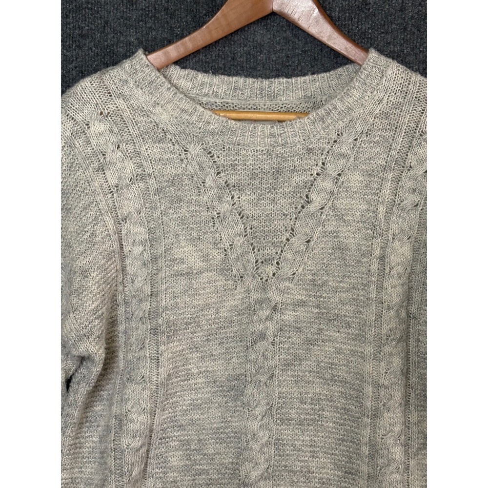 Lucky Brand‎ Women Sweater Cable Knit Textured Cream Marl Size M - Picture 2 of 8
